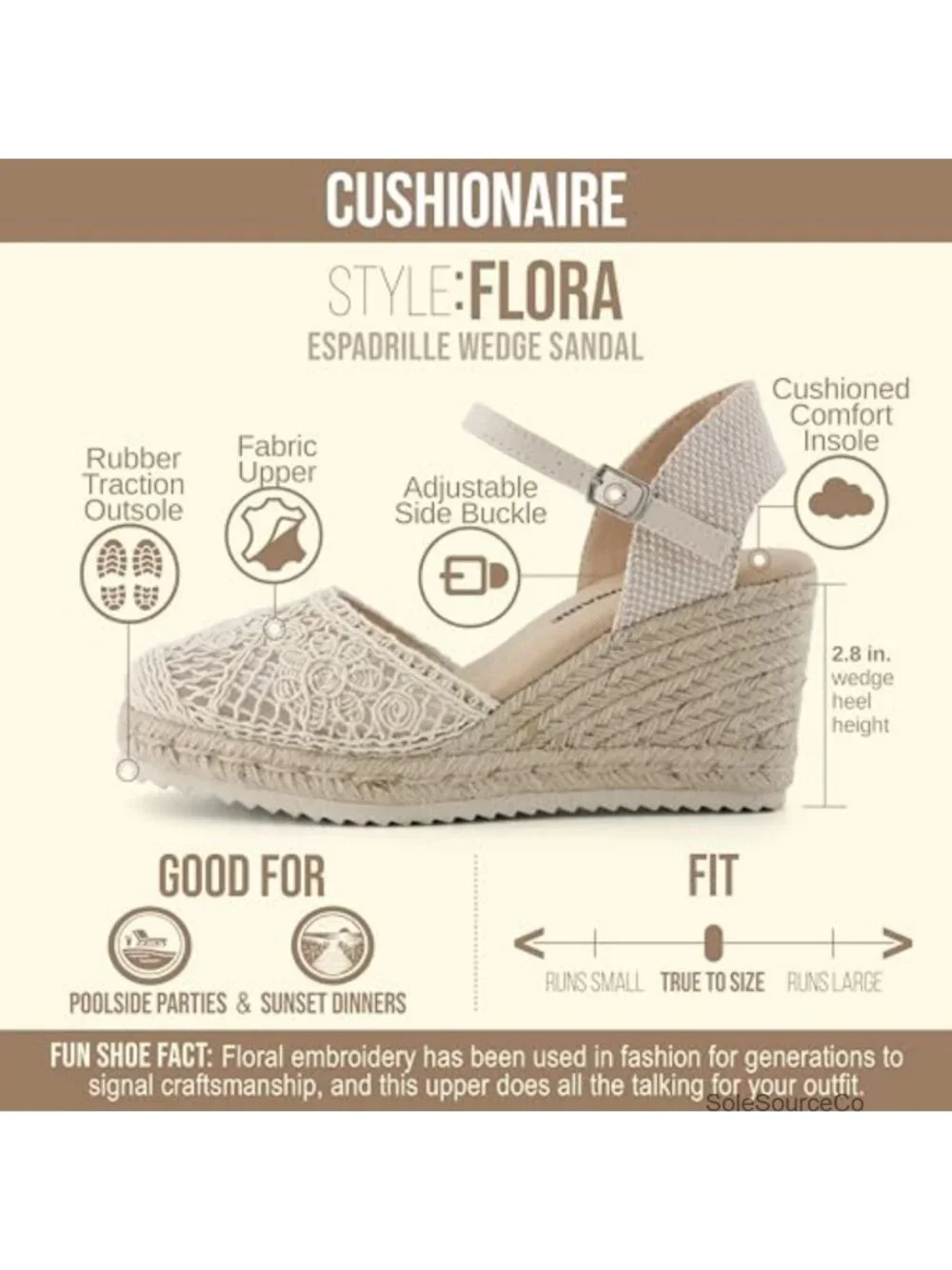 CUSHIONAIRE Flora Espadrille Wedge Sandals Women Closed Toe Ankle Strap